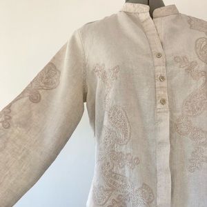 Liz Claiborne embroidered linen shirt